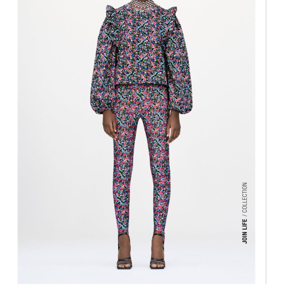 NWT ZARA FLORAL STIRRUP LEGGINGS